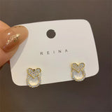 S925 silver needle love micro-set sweet fashion earrings