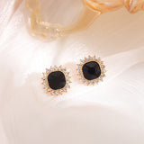 S925 silver needle simple geometric square earrings