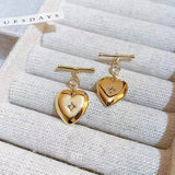 S925 Silver Needle Star Heart T-shaped Earrings