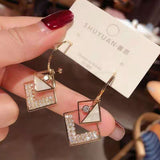 Geometric crystal opal earrings