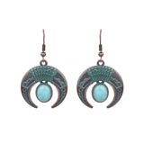 Retro earrings geometric turquoise tassel earrings