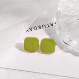 S925 Silver Needle Oil Dropping Square Earrings