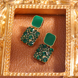 S925 silver needle macaroon colored geometric square earrings