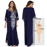 Elegant Quick-Drying Striped V-Neck Self Belted Summer Beach Dress Black Cotton Tunic Plus Size Women Beachwear Kaftan Q941