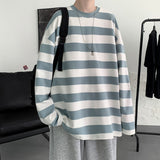 Momentlover Harajuku Striped T shirts For Men Oversized Tees Man Casual Long Sleeve Tshirt Woman Loose Pullovers Tops 5XL