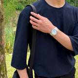 Momentlover   -  Men Summer New Fashion  Streetwear T Shirts Mens O-neck Loose Pullover Tops Male Solid Color Casual Tee Shirts V41