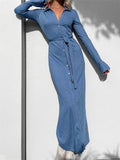 Elegant Women Long Sleeve Shirt Dress Solid Casual Buttons Up Party Dress Beach Cocktail Club Vestido Streetwear