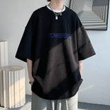 Momentlover Men's Oversized Tshirts Letter Print Tee Shirt Korean Style Women Man Unisex Short Sleeve Tops Large Size Male Tees 5XL