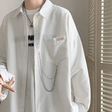 Momentlover -   Fashion Men Spring Autumn Long Sleeve Pocket Shirts Mens Streetwear Oversized Shirts Male Button Up Baggy Blouses H762