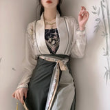 Chinese Song Dynasty Hanfu Dress Women Traditional Floral Print Princess Dress Female Chic Oriental Daily Hanfu Robe 3 Piece Set