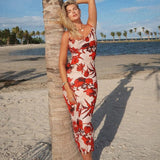 Summer  New Fashion Print Temperament Pressed Pleated High-rise Hip Bag Backless Slim Slip Dress Birthday Dresses