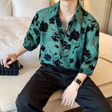 Momentlover Summer Men's Cargo Loose Hawaiian Shirt Green Color Cotton Clothes Casual Shirts Streetwear Camisa Masculina Size M-2XL
