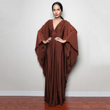 Multicolor V-Neck Batwing Sleeve Plus Size Loose Maxi Dress For Women Summer Beach Wear Kaftan Long Bathing Dresses Q1306