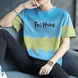 Momentlover  -  Fashion Printed O-Neck Letter Gradient T-Shirt Men's Clothing Summer New Oversized Casual Pullovers Korean Tee Shirt