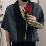 Momentlover  -  Fashion Lapel Button Spliced Loose Korean Shirts Men's Clothing Summer New Casual Tops Short Sleeve All-match Shirt