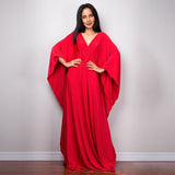 Multicolor V-Neck Batwing Sleeve Plus Size Loose Maxi Dress For Women Summer Beach Wear Kaftan Long Bathing Dresses Q1306