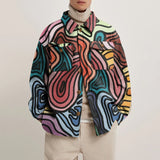 Momentlover Eyes Print Hipster Men Jackets Turn-down Collar Shirts Spring Autumn Fashion Cardigan Tops Casual Streetwear England Style