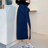 themeisles Denim Skirt   Woman Jeans Skirt Wide Leg Denim Clothing Blue Jeans Vintage Quality  Fashion Straight Pants