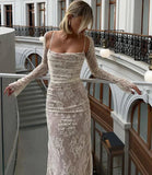 vmtvr Elegant Vintage Hollow Out Lace Maxi Dress Long Sleeve Cape 2 Piece Set Birthday Outfits Gown Slip Dresses Bandage