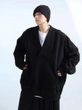 Momentlover  -  Old Money Sweatshirts Men Oversize Pullovers Sweatshirt Male Vintage Casual Japanese Streetwear V-neck Autumn Winter