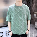 Momentlover  -  Fashion Solid Color Loose Korean T-Shirt Men's Clothing Summer New Casual Pullovers Tops Short Sleeve All-match Tee Shirt