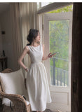 Geuxml  Summer Women Sexy Elegent Party French White Midi Dress  Female Fashion Slim Clothes Vestidos De Mujer Lady Prom Dress New