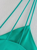 Women Satin Dress  Summer Sleeveless Backless Cutout Chic Side Slit Skinny Long Dress Sexy Nightclub Club Clothing