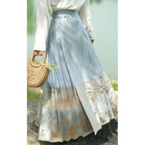 Women Hanfu Suit Embroider Flower Top&skirt New Chinese Style Dress Improved Horse-Face Skirt Summer New Qipao Vintage Vestidos