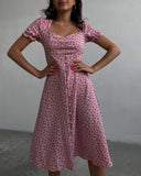 Maxi Floral Dresses For Women Beach Style Vintage Square Collar Summer Dresses  Womens Fashion Chic Designer Puff Sleeve
