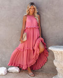 Sexy Blue Ruffled Halter Neck Sleeveless Maxi Dress Casual Women Summer Clothes Streetwear Sundress Vestido De Mujer A1228