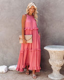 Sexy Blue Ruffled Halter Neck Sleeveless Maxi Dress Casual Women Summer Clothes Streetwear Sundress Vestido De Mujer A1228