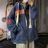 Momentlover Vintage Letter Print Zip Up Hoodie Women Jacket sweatshirt Oversized Casual Teens Clothes Hip Hop Streetwear New Korean