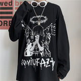 Momentlover Men Long Sleeve T-Shirts Autumn Print Gothic Vintage Ulzzang Cozy High Street Streetwear Trendy Baggy Korean Version Harajuku Bf