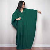 Multicolor V-Neck Batwing Sleeve Plus Size Loose Maxi Dress For Women Summer Beach Wear Kaftan Long Bathing Dresses Q1306