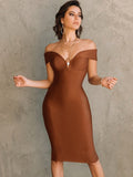 Bandage Dress For Women  Summer Off Shoulder Bodycon Dress Elegant Sexy White Red Evening Party Dress Club High Quality