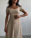Maxi Floral Dresses For Women Beach Style Vintage Square Collar Summer Dresses  Womens Fashion Chic Designer Puff Sleeve
