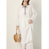 Spring Autumn New Japanese Mori Girl Simple Cotton Linen Dress Women Clothing Long Sleeved Loose Feminino Vestidos Dress K066