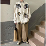 Momentlover  -  Men New Chinese Style Pure Cotton Printed Lapel Single-breasted Shirt Long-sleeved Trendy Loose and Versatile Shirt White