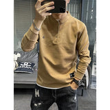 Momentlover  -  Stylish Solid Color Letter Embroidery Korean T-Shirt Men's Clothing Autumn New Oversized Casual Pullovers Loose Tee Shirt