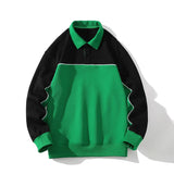 Momentlover  -  Spring clothes student tide brand everything shirt new product color collision stitching hoodie men and women