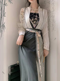 Chinese Song Dynasty Hanfu Dress Women Traditional Floral Print Princess Dress Female Chic Oriental Daily Hanfu Robe 3 Piece Set