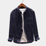 Momentlover Autumn Men Shirt Long Sleeve Regular Fit Mens Casual Shirt Thick Solid Color Men's Shirts With Pockets Male Coat MY846