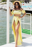 Women Mesh Sheer Bikini Cover-Ups Set See-Through Long Sleeve Crop Tops And Cover Up Skirts Two Piece Swimwear Beach Dresses