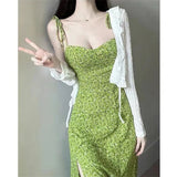 Women Summer Style Dress Lady Casual Spaghetti Strap Sleeveless Flower Printed A-Line Dress Vestidos SS250