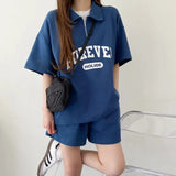 - Oversized Loose Letter Blouses Shorts Sets Female 2 Piece Set Women Outfit Casual Korean Suits Y2k Womens Summer Short Sets