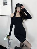 Woman Spring Autumn Style Bodycon Dress Female Sexy Off Shoulder Halter Collar Sheath Dress Vestidos SS166
