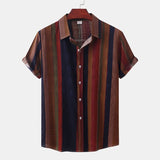 Momentlover  Men Clothing  Summer Men's Printed Short Sleeve Shirts Casual Vintage Lapel Buttons Camisas Para Hombre