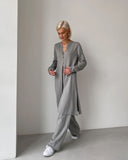 Muslim Sets Dubai Kaftan Fall 2 Pieces Sweater Tracksuit Islamic Outfits Long Sleeve Oversize Shirt Dress Long Pants Thobe