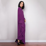 Multicolor V-Neck Batwing Sleeve Plus Size Loose Maxi Dress For Women Summer Beach Wear Kaftan Long Bathing Dresses Q1306