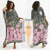 Retro Printed Morrocan Kaftan Plus Size Indie Folk V-Neck Batwing Sleeve Side Split Summer Dress For Women Clothing Q1230